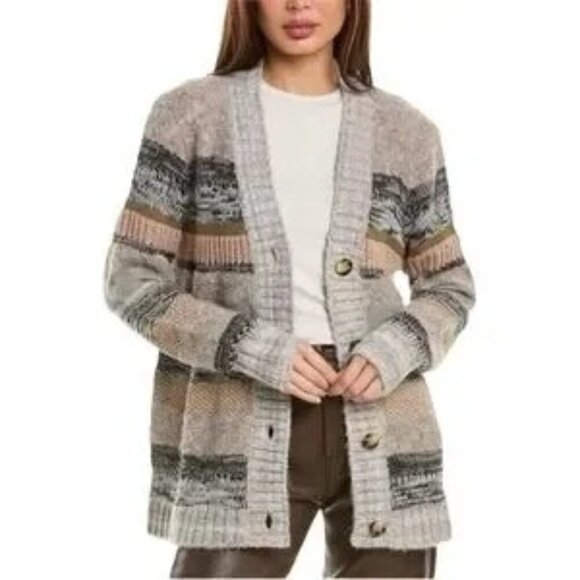 Cabi Women's Boyfriend Button V Neck Cardigan Black Tan Size XL - Picture 7 of 7